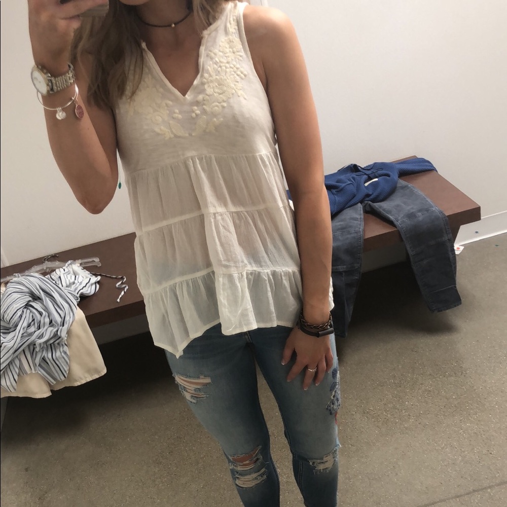 Target Ivory Embroidered Tufted Tank Top - Picture 4 of 4